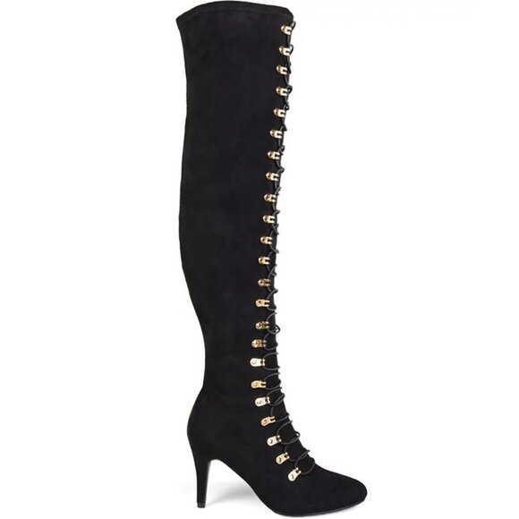 Journee Collection Womens 8.5 Trill Lace Up Over The Knee Dress Boots $79 S4 - Picture 2 of 9